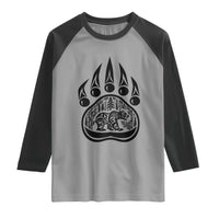Native Inspired Alaska Grizzly Bear Raglan Shirt Pacific Northwest Pride