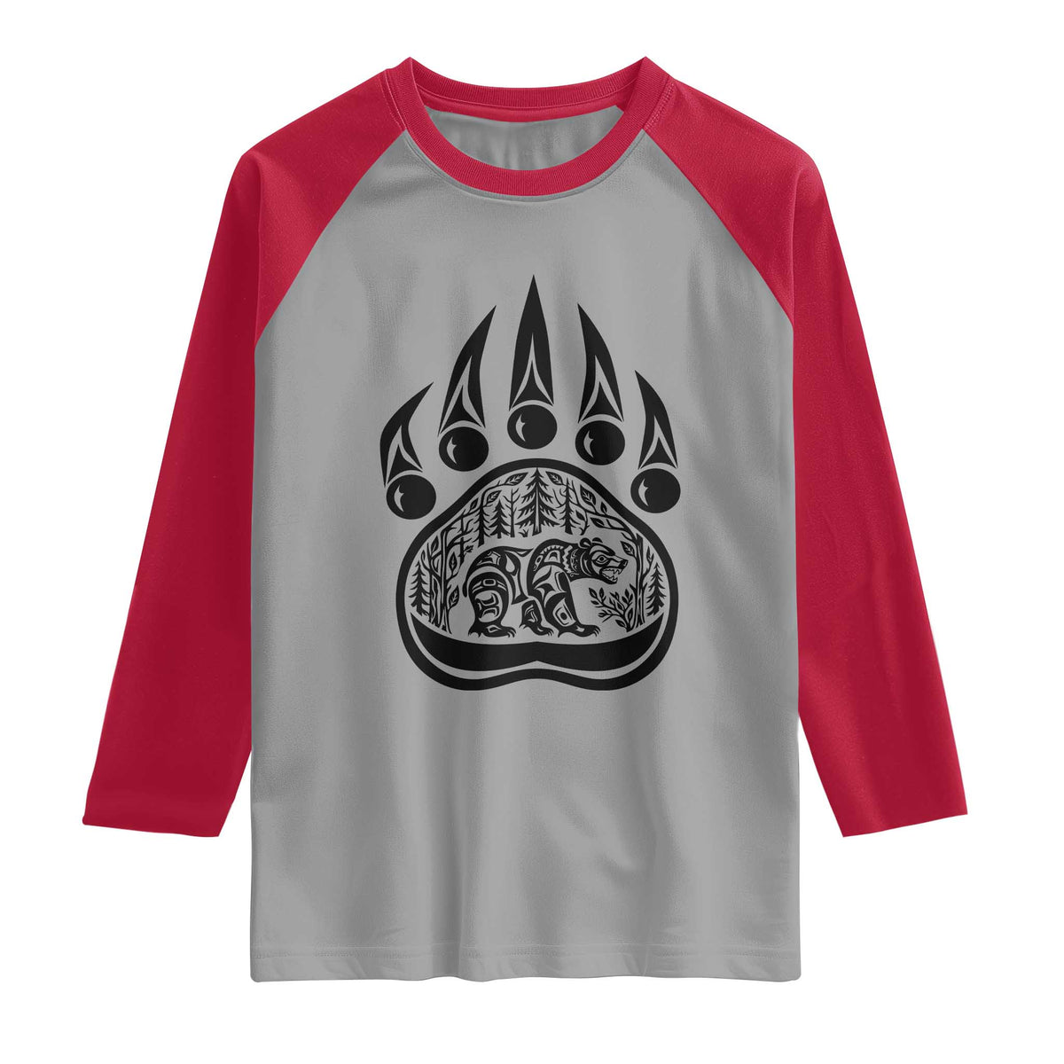 Native Inspired Alaska Grizzly Bear Raglan Shirt Pacific Northwest Pride