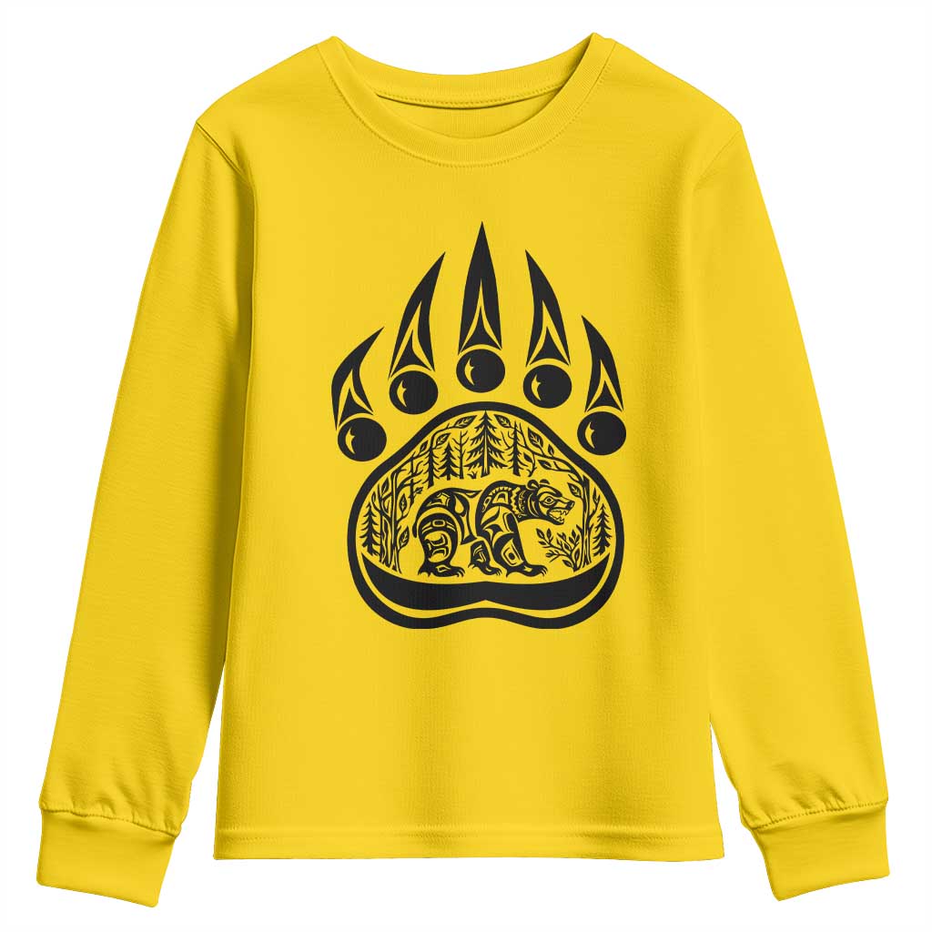 Native Inspired Alaska Grizzly Bear Youth Sweatshirt Pacific Northwest Pride