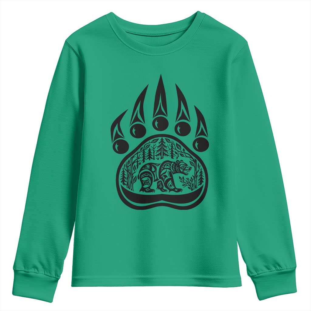Native Inspired Alaska Grizzly Bear Youth Sweatshirt Pacific Northwest Pride