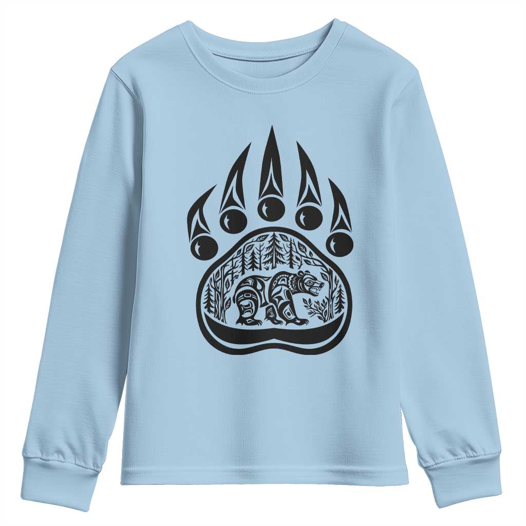Native Inspired Alaska Grizzly Bear Youth Sweatshirt Pacific Northwest Pride