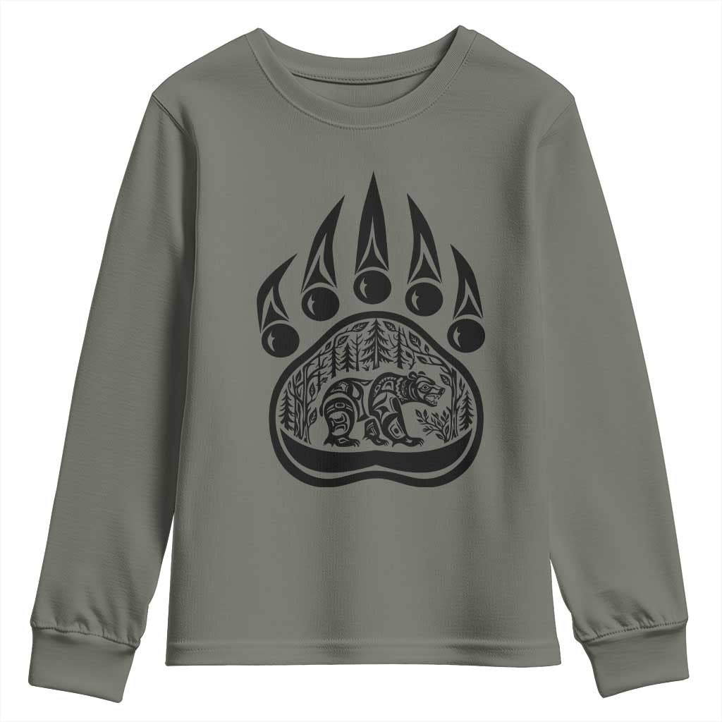 Native Inspired Alaska Grizzly Bear Youth Sweatshirt Pacific Northwest Pride