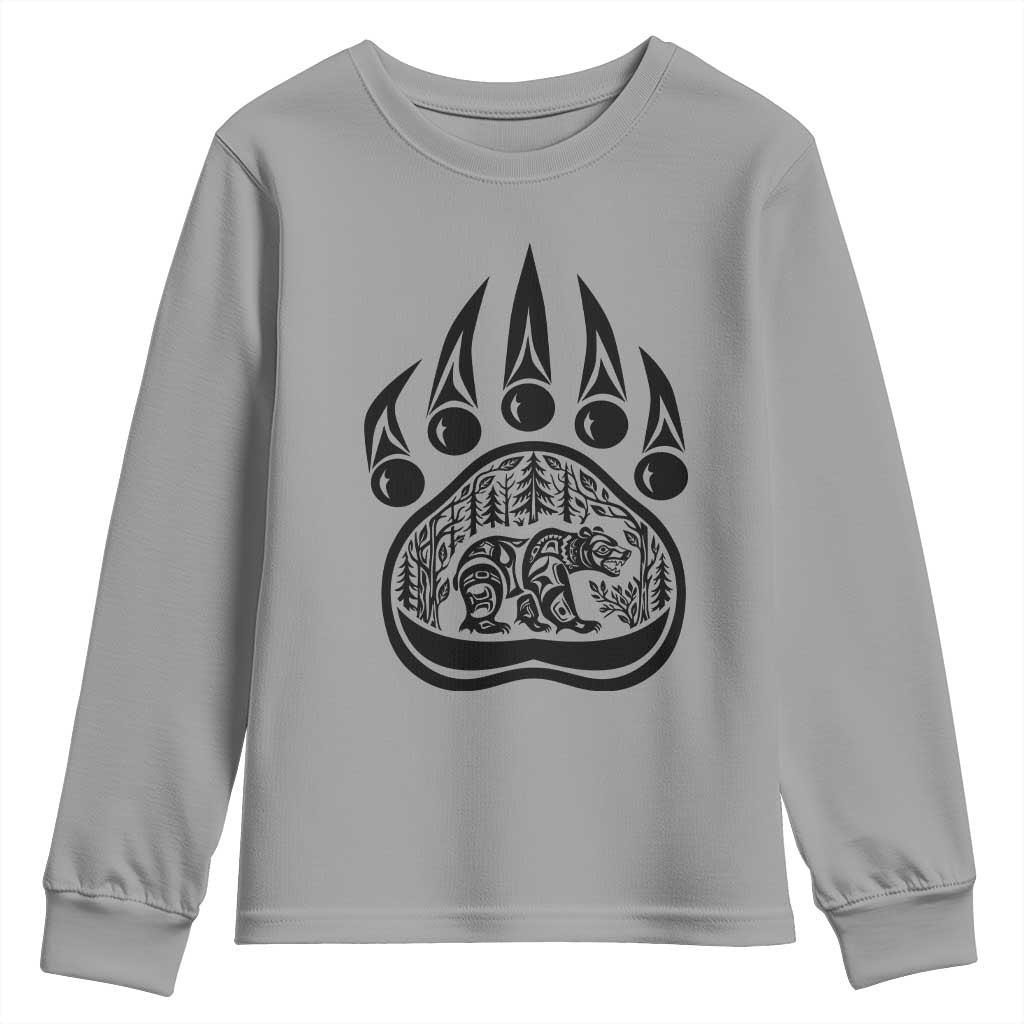 Native Inspired Alaska Grizzly Bear Youth Sweatshirt Pacific Northwest Pride