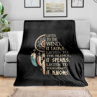 Indigenous Dreamcatcher Tribal Graphic Throw Blanket Listen To The Wind Listen To The Silence