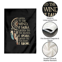Indigenous Dreamcatcher Tribal Graphic Garden Flag Listen To The Wind Listen To The Silence