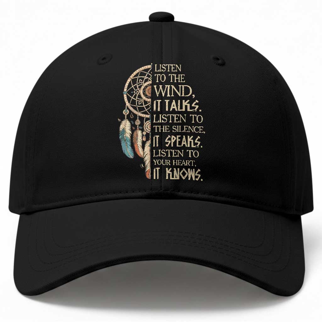 Indigenous Dreamcatcher Tribal Graphic Baseball Cap Listen To The Wind Listen To The Silence