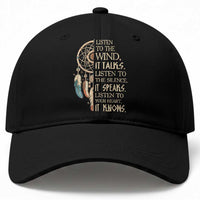 Indigenous Dreamcatcher Tribal Graphic Baseball Cap Listen To The Wind Listen To The Silence