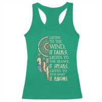 Indigenous Dreamcatcher Tribal Graphic Racerback Tank Top Listen To The Wind Listen To The Silence