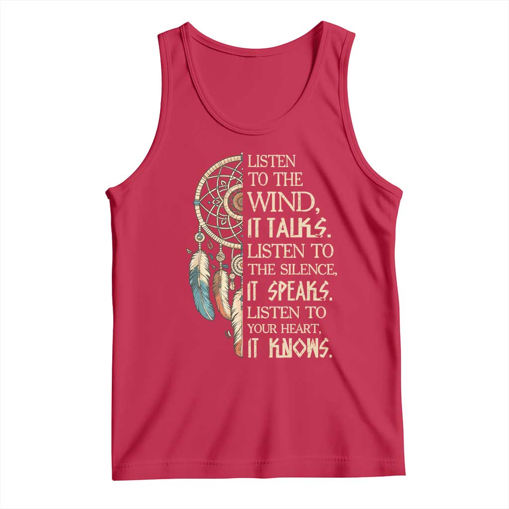 Indigenous Dreamcatcher Tribal Graphic Tank Top Listen To The Wind Listen To The Silence