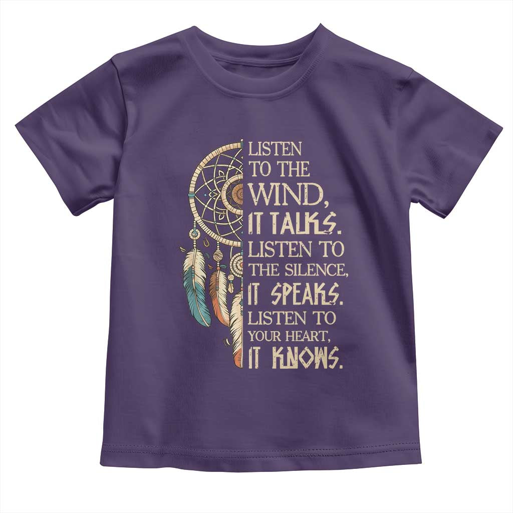 Indigenous Dreamcatcher Tribal Graphic Toddler T Shirt Listen To The Wind Listen To The Silence