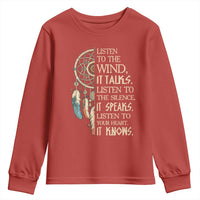 Indigenous Dreamcatcher Tribal Graphic Youth Sweatshirt Listen To The Wind Listen To The Silence
