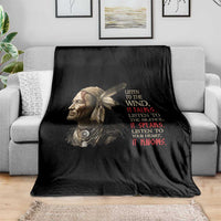 Listen To The Wind Listen To The Silence Throw Blanket Native American Wisdom