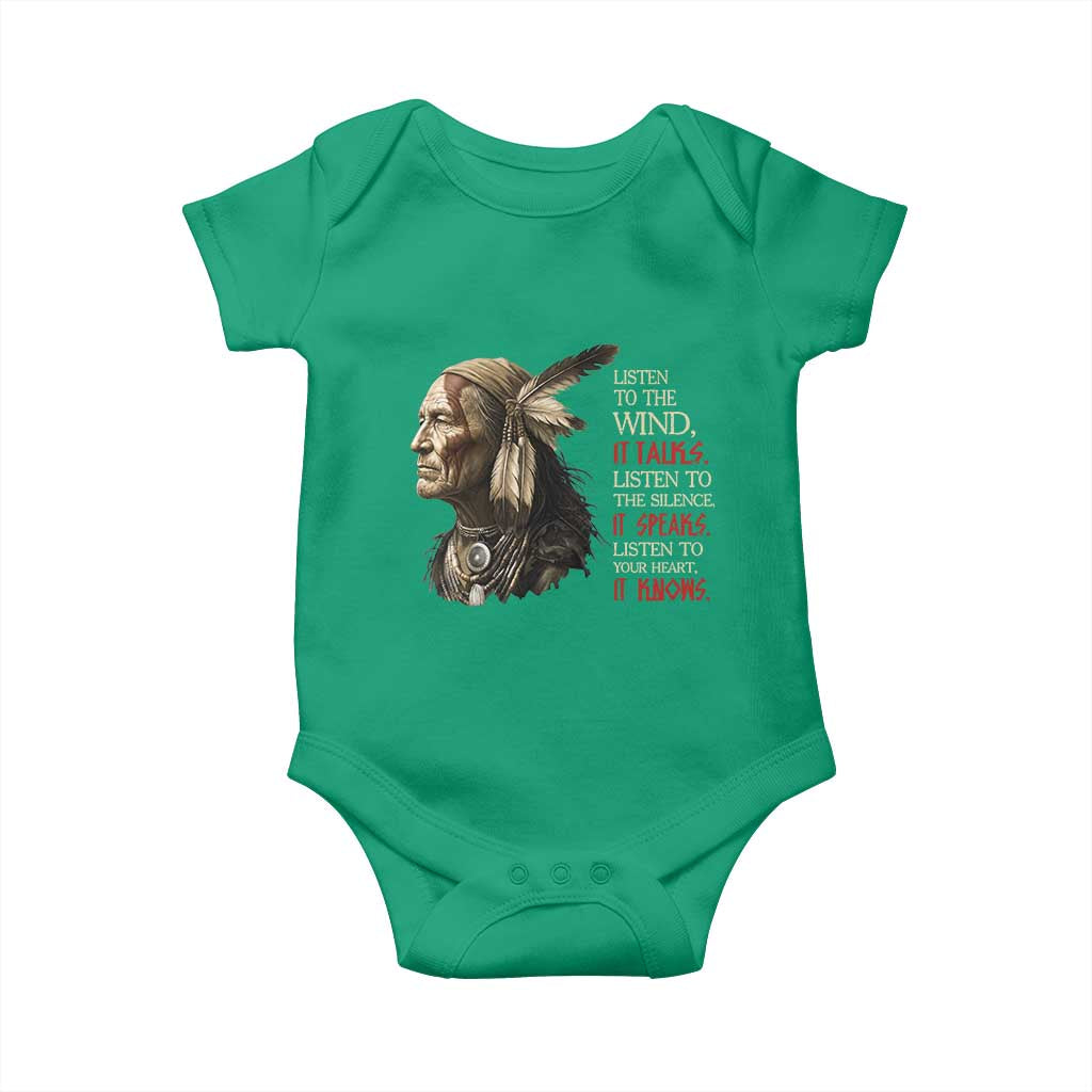 Listen To The Wind Listen To The Silence Baby Onesie Native American Wisdom