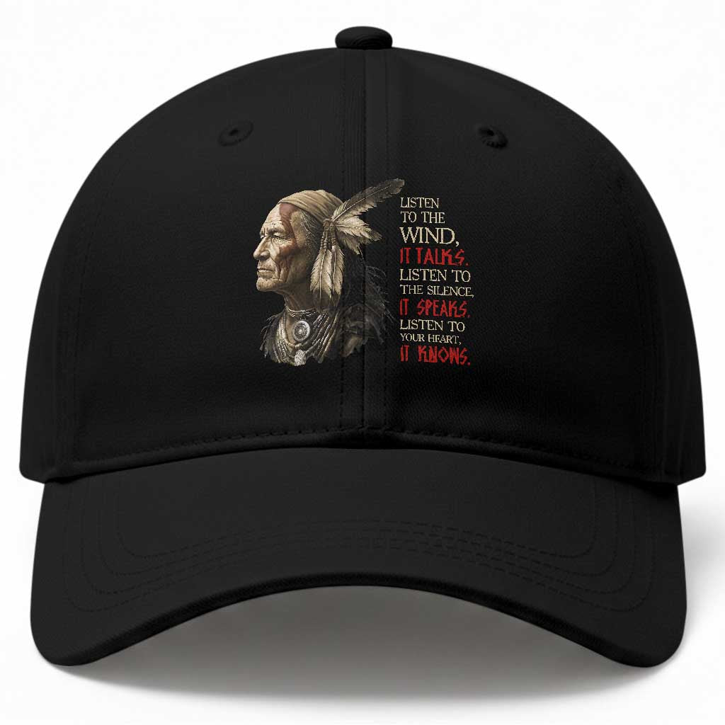 Listen To The Wind Listen To The Silence Baseball Cap Native American Wisdom