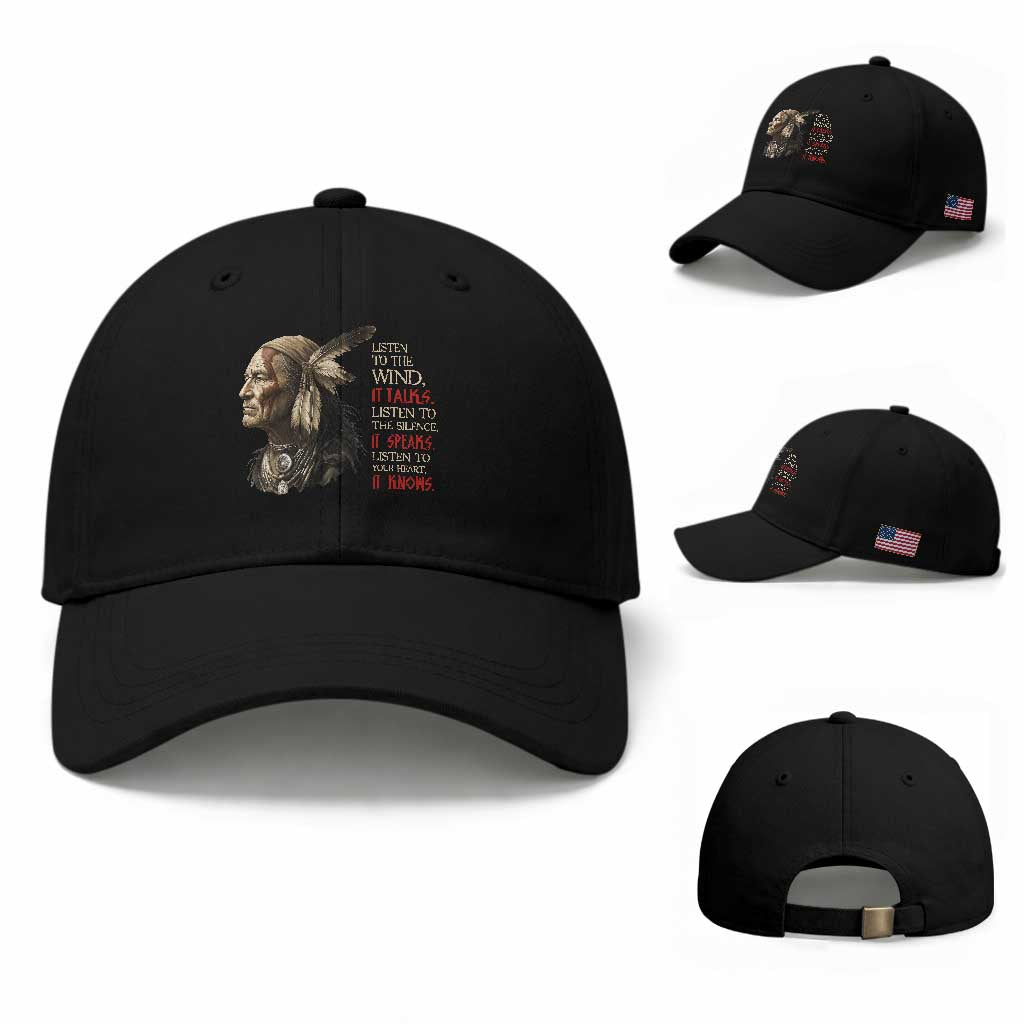 Listen To The Wind Listen To The Silence Baseball Cap Native American Wisdom