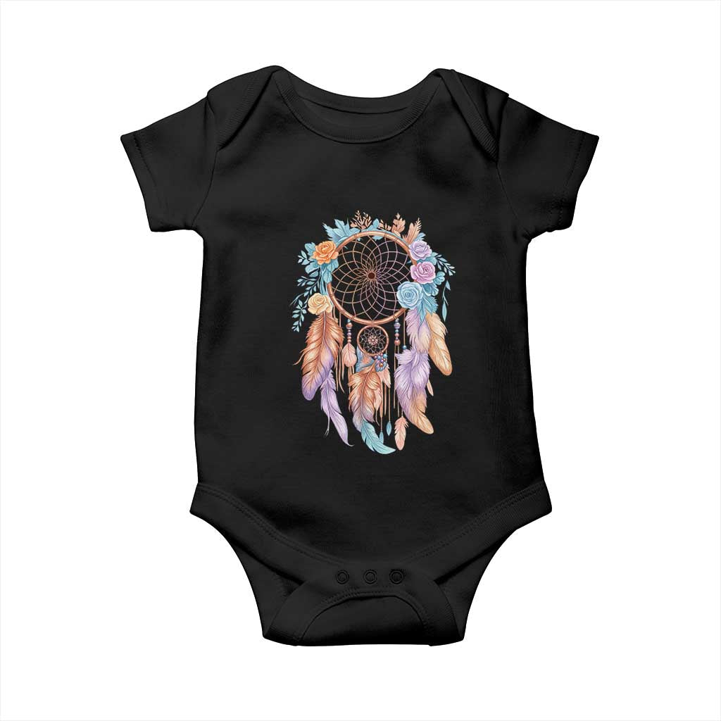 Dream Catcher Colorful Boho Floral Feather Graphic Baby Onesie