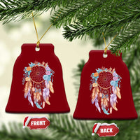 Dream Catcher Colorful Boho Floral Feather Graphic Ceramic Ornament