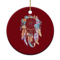 Dream Catcher Colorful Boho Floral Feather Graphic Ceramic Ornament
