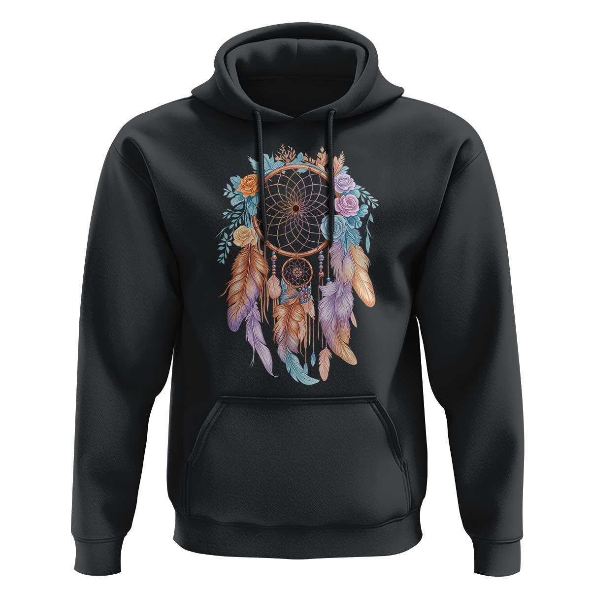 Dream Catcher Colorful Boho Floral Feather Graphic Hoodie
