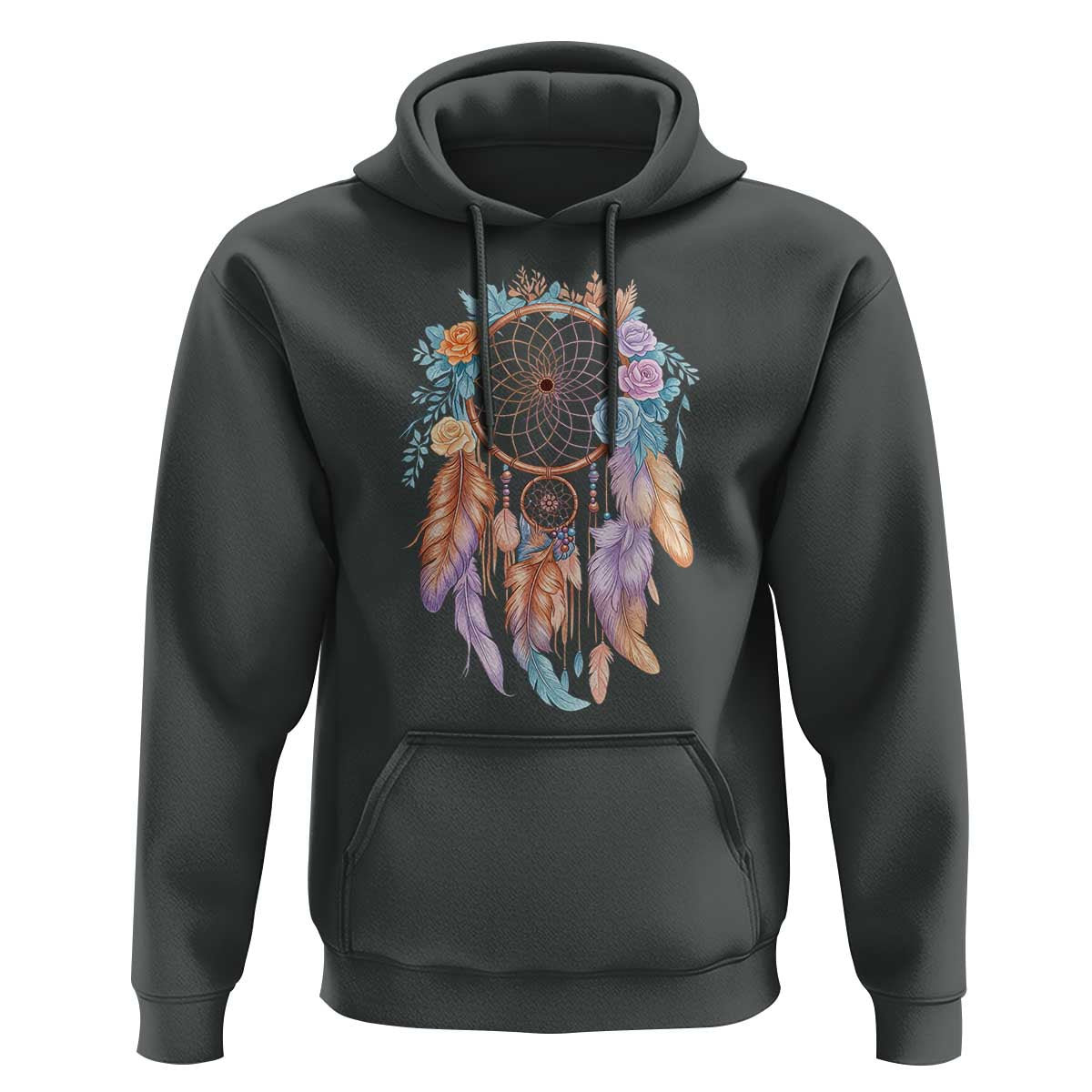 Dream Catcher Colorful Boho Floral Feather Graphic Hoodie
