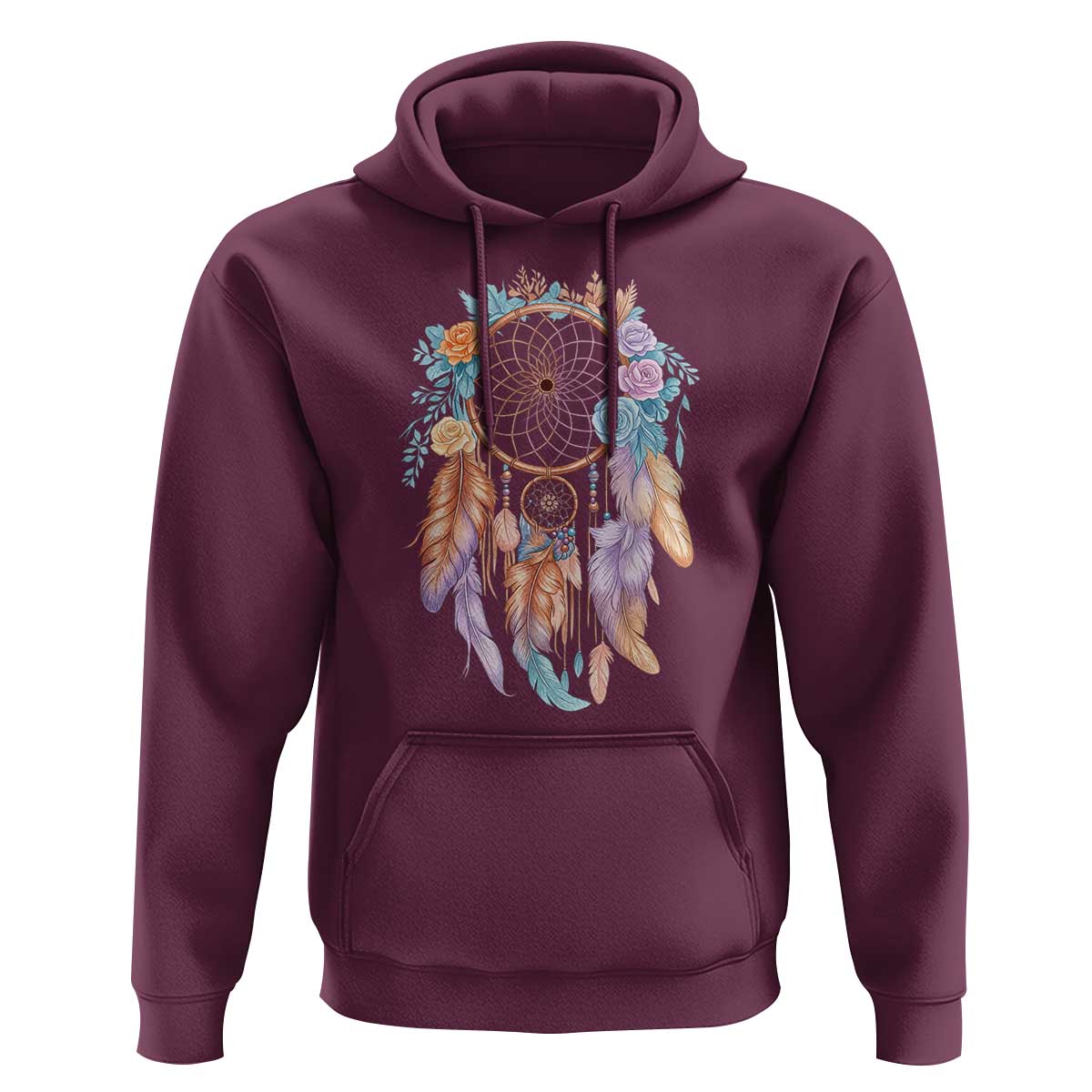 Dream Catcher Colorful Boho Floral Feather Graphic Hoodie