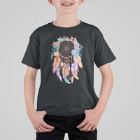 Dream Catcher Colorful Boho Floral Feather Graphic T Shirt For Kid