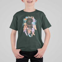 Dream Catcher Colorful Boho Floral Feather Graphic T Shirt For Kid