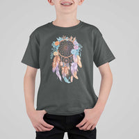 Dream Catcher Colorful Boho Floral Feather Graphic T Shirt For Kid