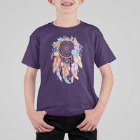 Dream Catcher Colorful Boho Floral Feather Graphic T Shirt For Kid