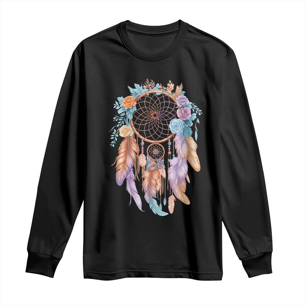 Dream Catcher Colorful Boho Floral Feather Graphic Long Sleeve Shirt