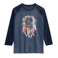 Dream Catcher Colorful Boho Floral Feather Graphic Raglan Shirt