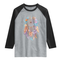 Dream Catcher Colorful Boho Floral Feather Graphic Raglan Shirt