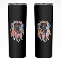 Dream Catcher Colorful Boho Floral Feather Graphic Skinny Tumbler