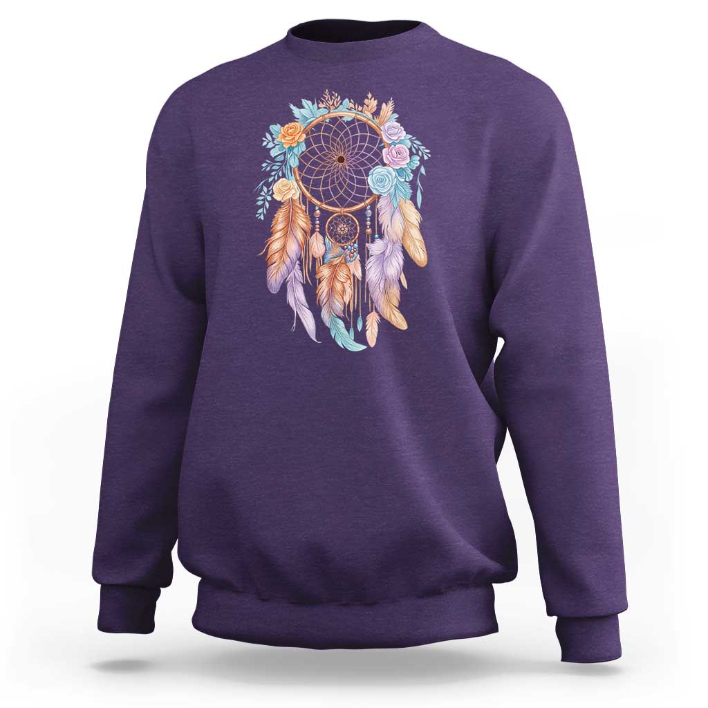 Dream Catcher Colorful Boho Floral Feather Graphic Sweatshirt