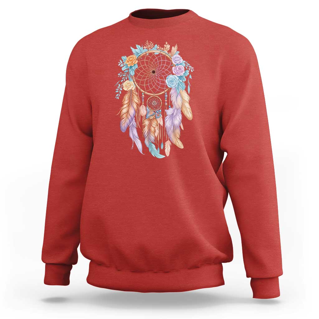 Dream Catcher Colorful Boho Floral Feather Graphic Sweatshirt