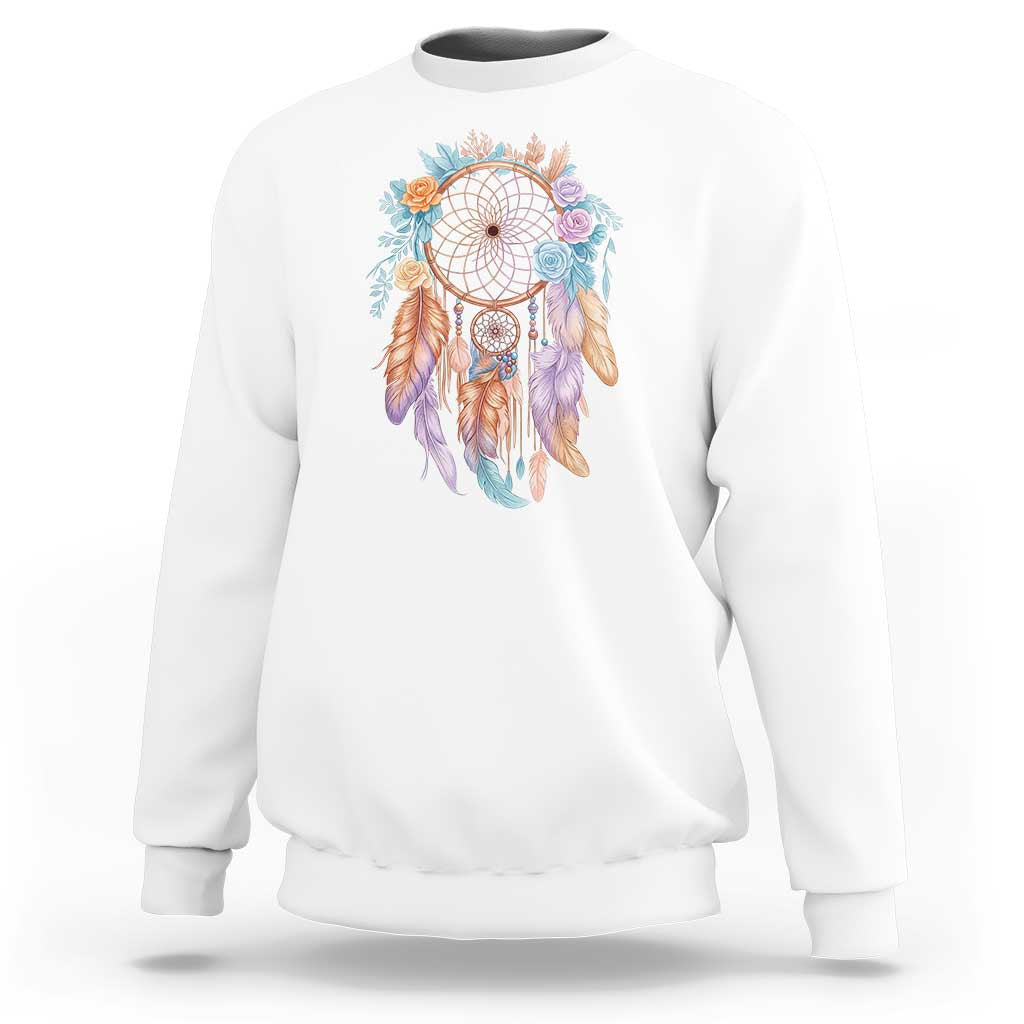 Dream Catcher Colorful Boho Floral Feather Graphic Sweatshirt