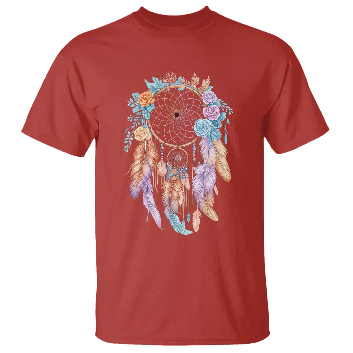 Dream Catcher Colorful Boho Floral Feather Graphic T Shirt