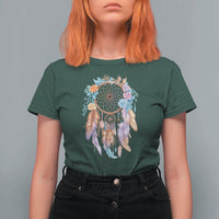 Dream Catcher Colorful Boho Floral Feather Graphic T Shirt For Women