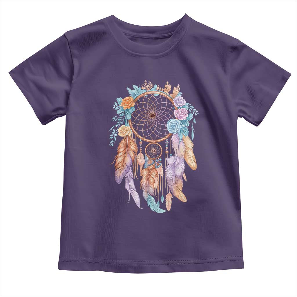 Dream Catcher Colorful Boho Floral Feather Graphic Toddler T Shirt