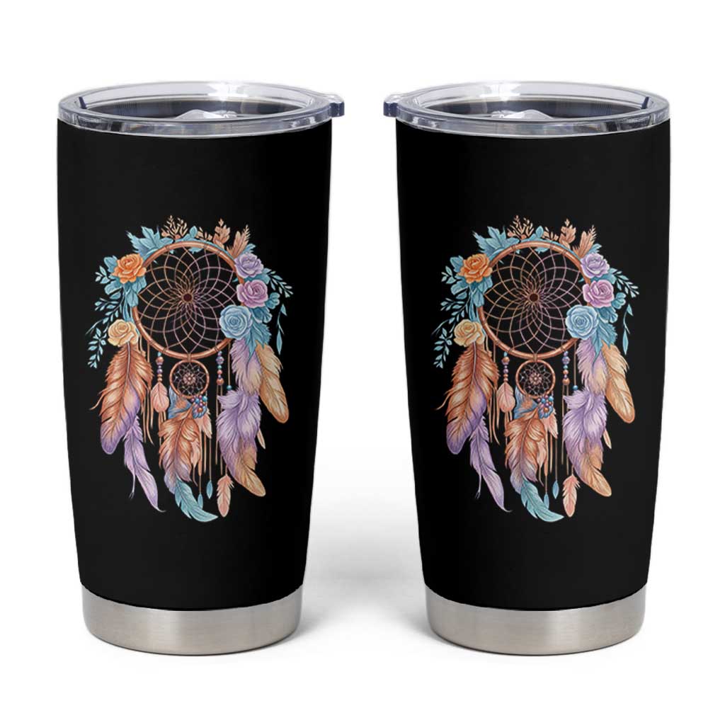 Dream Catcher Colorful Boho Floral Feather Graphic Tumbler Cup