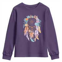 Dream Catcher Colorful Boho Floral Feather Graphic Youth Sweatshirt