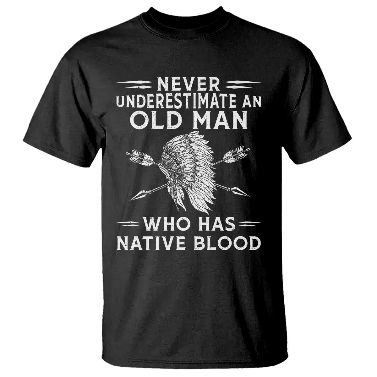 Native American Warrior T Shirt Never Underestimate An Old Man Who Has Native Blood