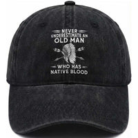 Native American Warrior Washed Cotton Baseball Cap Never Underestimate An Old Man Who Has Native Blood