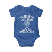 Native Warrior Skull Baby Onesie Never Underestimate An Old Man Who Has Native Blood