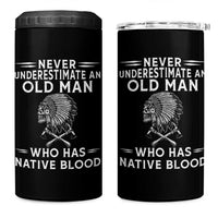 Native Warrior Skull 4 in 1 Can Cooler Tumbler Never Underestimate An Old Man Who Has Native Blood