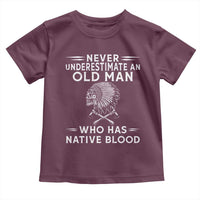 Native Warrior Skull Toddler T Shirt Never Underestimate An Old Man Who Has Native Blood