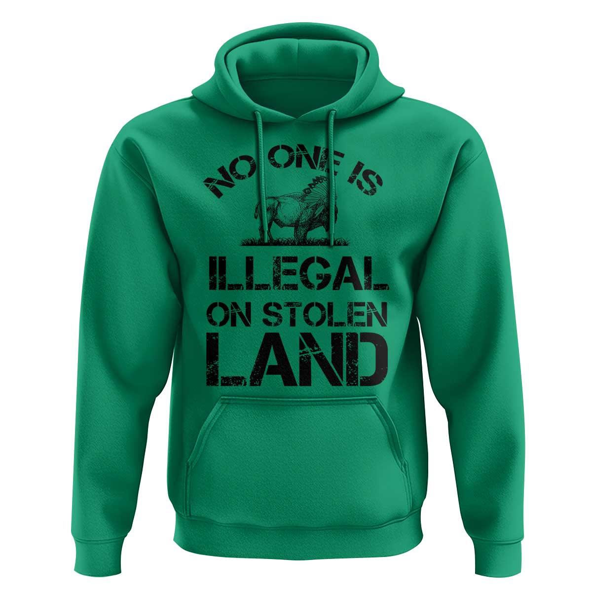 Native American Buffalo Graphic Hoodie No One Is Illegal On Stolen Land