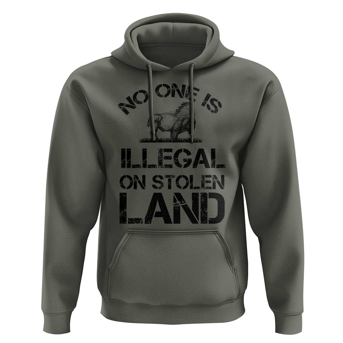 Native American Buffalo Graphic Hoodie No One Is Illegal On Stolen Land