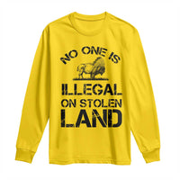 Native American Buffalo Graphic Long Sleeve Shirt No One Is Illegal On Stolen Land