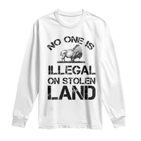 Native American Buffalo Graphic Long Sleeve Shirt No One Is Illegal On Stolen Land